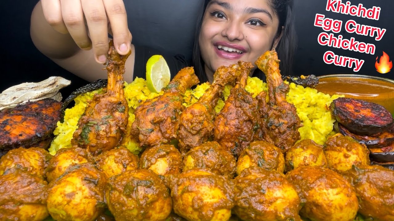SPICY EGG CURRY🥚SPICY CHICKEN GHEE ROAST WITH BENGALI KHICHDI , TANDOORI FISH FRY AND BEGUN BHAJA🔥
