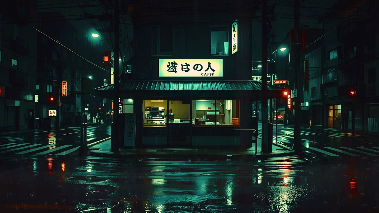 90s Midnight Tokyo Café 🌙 Cozy Lofi Rain for deep relaxation and sleep