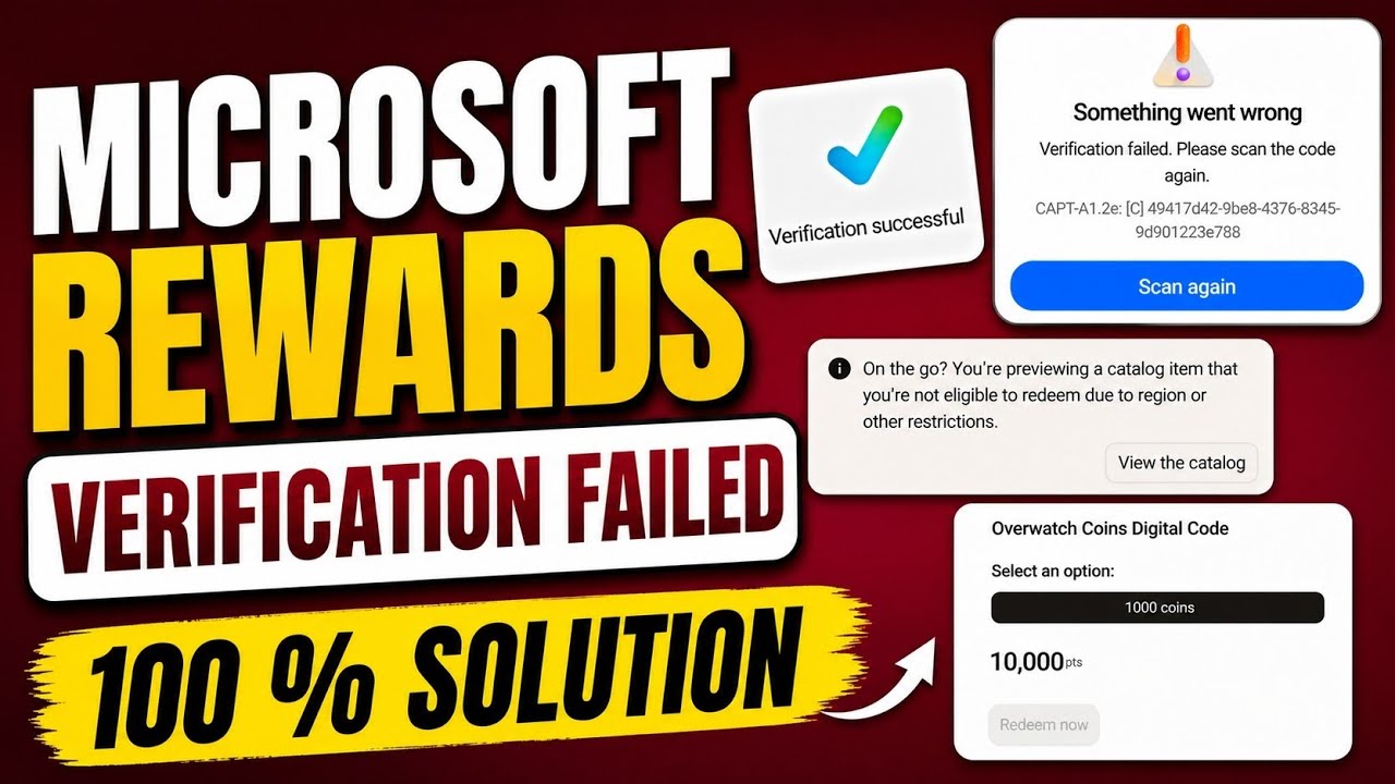 Microsoft Rewards Bing Verification FAILED | Please Scan The Code Again Fix | Overwatch Gift Card 