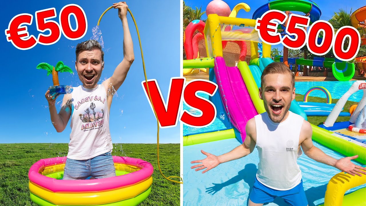 €50 VS €500 WATERPRETPARK BOUWEN! *Challenge* Met Rutger