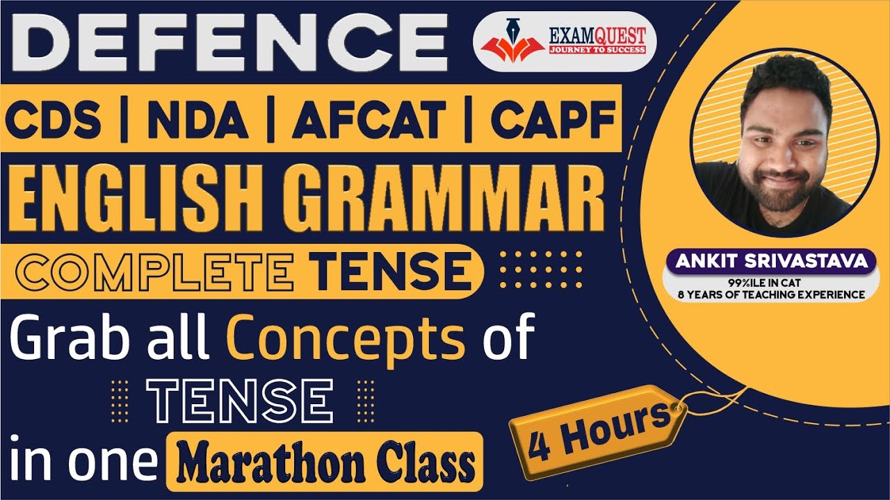 Marathon Class |  English Grammar - TENSE for CDS, NDA, AFCAT & CAPF Exams Preparation