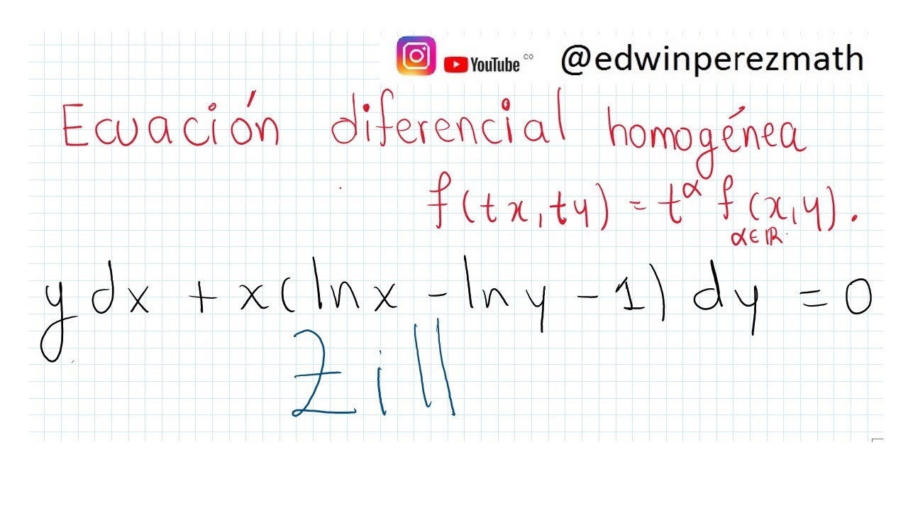 15 ydx+x(lnx-lny-1)dy=0 Ecuación homogénea M(x,y)dx+N(x,y)dy=0 Zill. Sustitución y=ux, x=vy.
