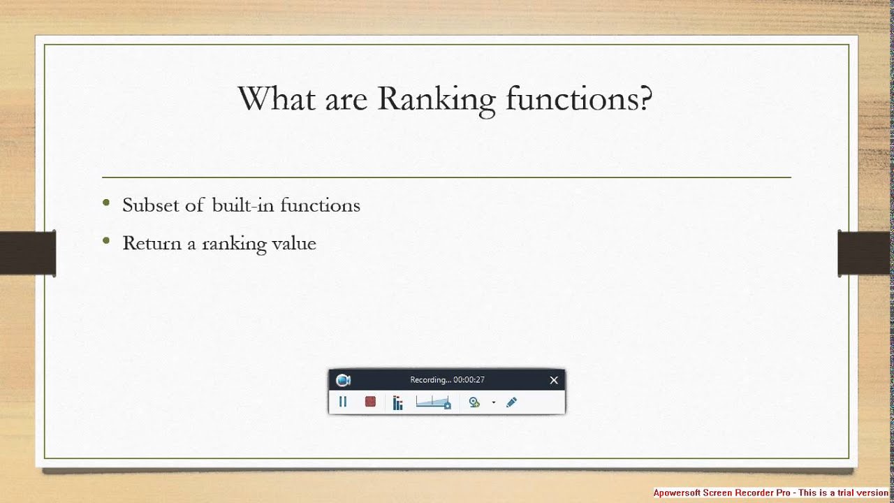 Microsoft SQL Server - Ranking Functions