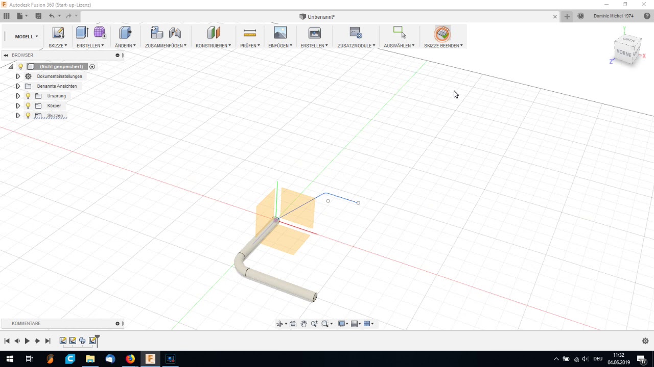 Fusion 360 -  Sweeping in zwei Ebenen