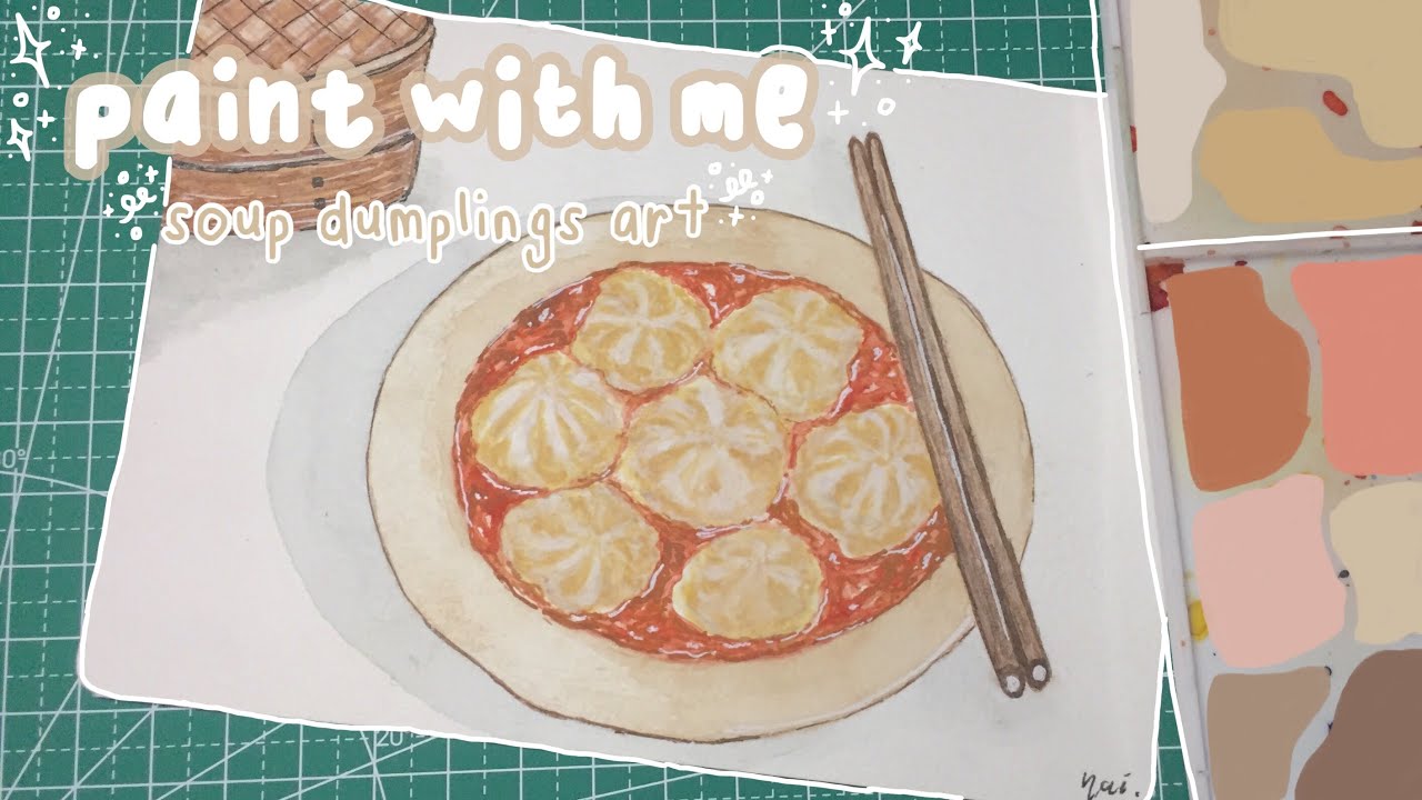Watercolor Food Illustration Soup Dumplings 🍜🥟 | Paint With Me #01 | indonesia