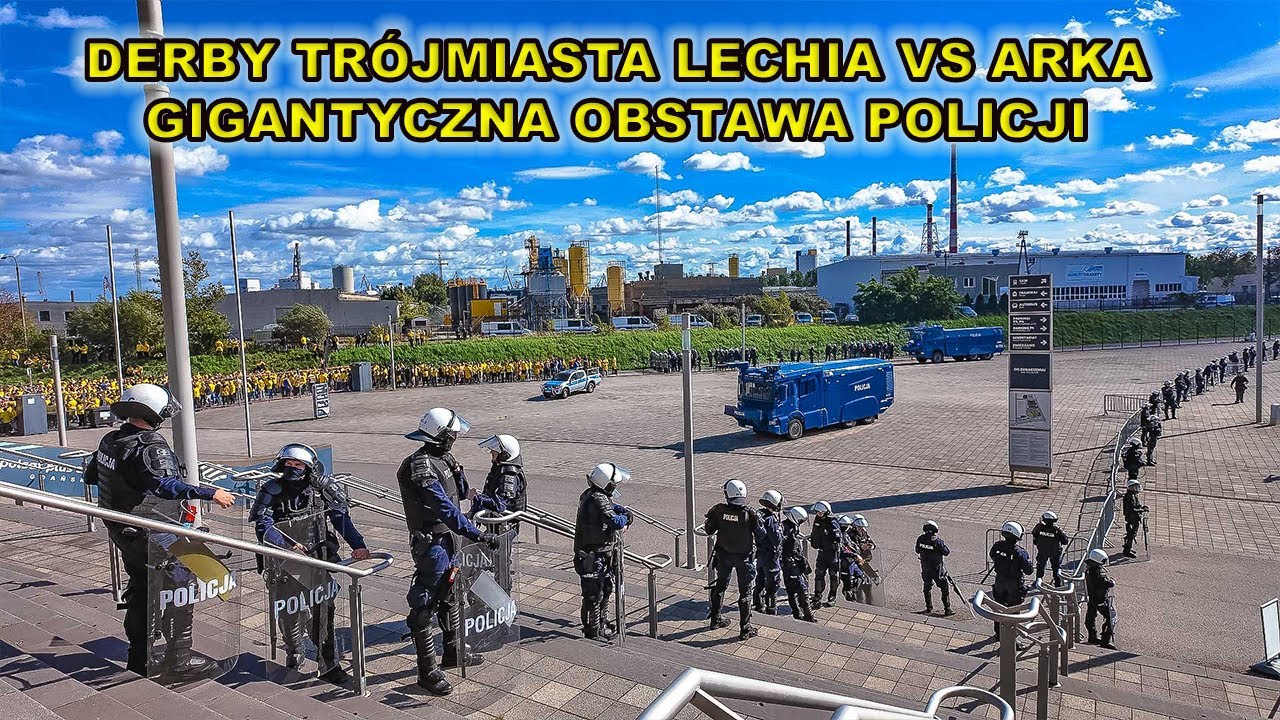 Derby Lechia-Arka: Ogromne siły policji w akcji! Praca policjantów z bliska.