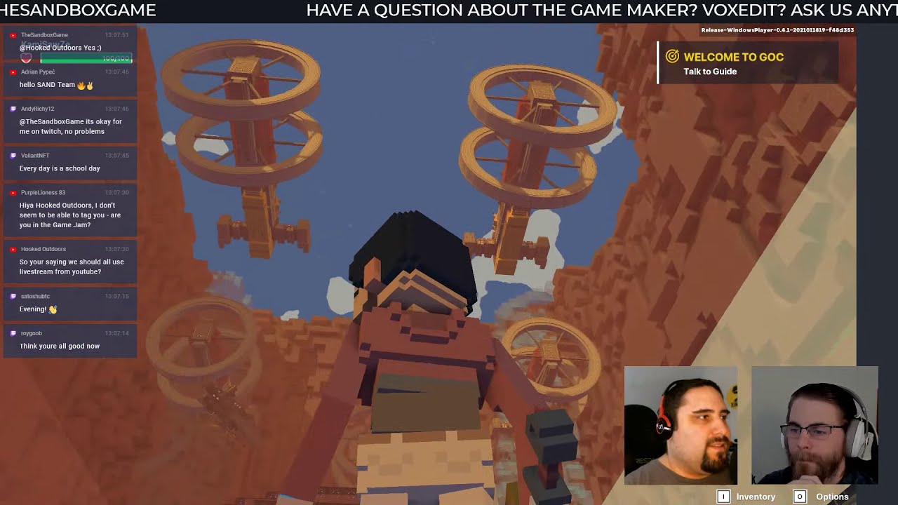 The Sandbox Live Streams Wednesday, January 27 - 18:00 - 19:00 GMT