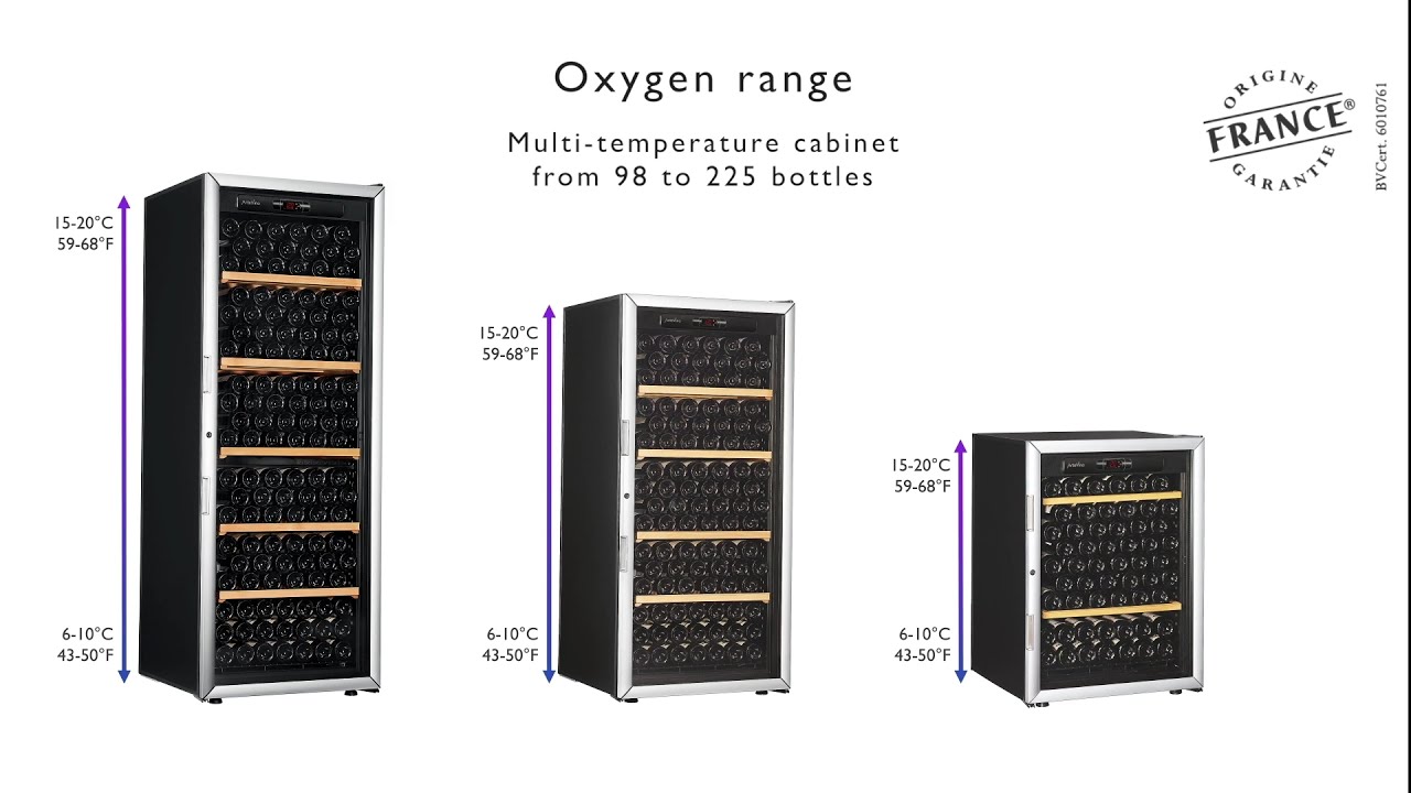 ArteVino Oxygen - A maturing or serving wine cabinet range - 3 sizes - large wine bottle capacity