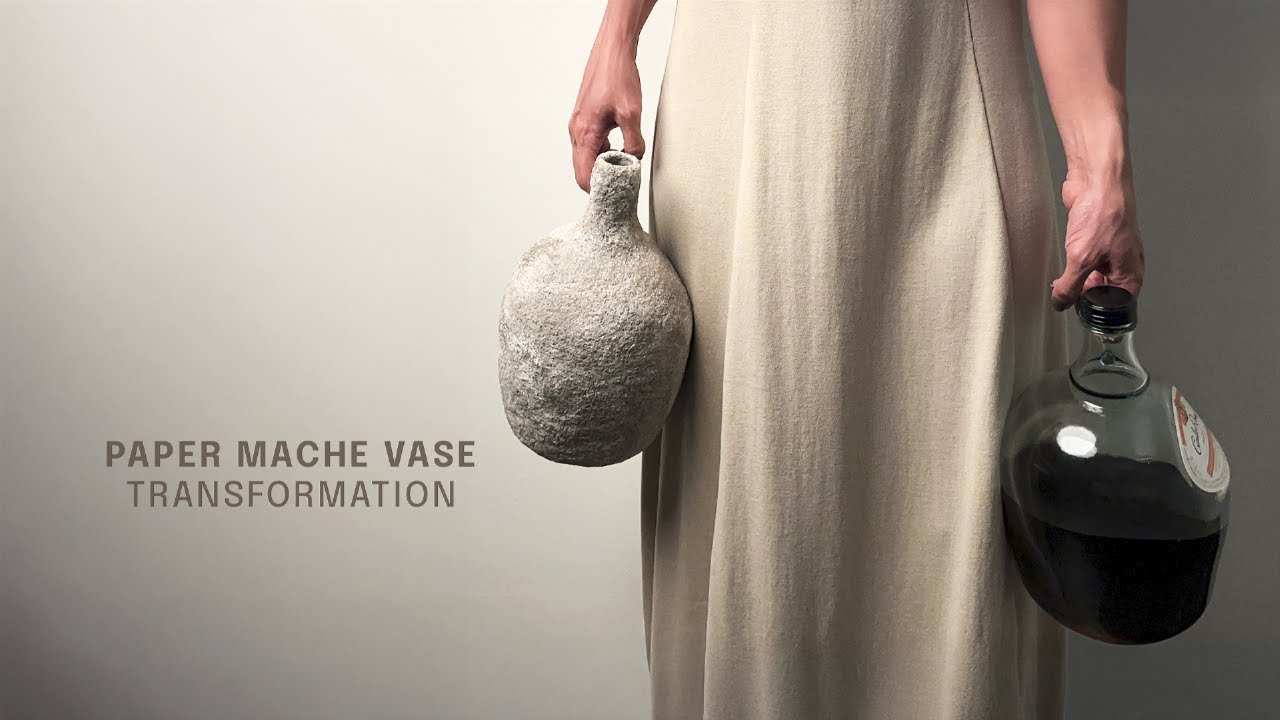 Calm paper mache vase transformation | Handmade home decor aesthetic