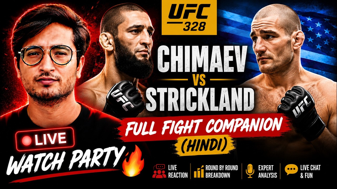 🔴 UFC 328 LIVE WATCHALONG: KHAMZAT CHIMAEV vs. SEAN STRICKLAND Full Fight Companion (Hindi)