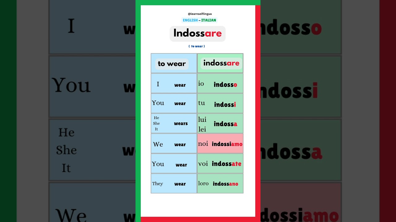 Indossare ( to wear ) Italian Verb #learnitalian #italianlanguage #italiano #italianlessons