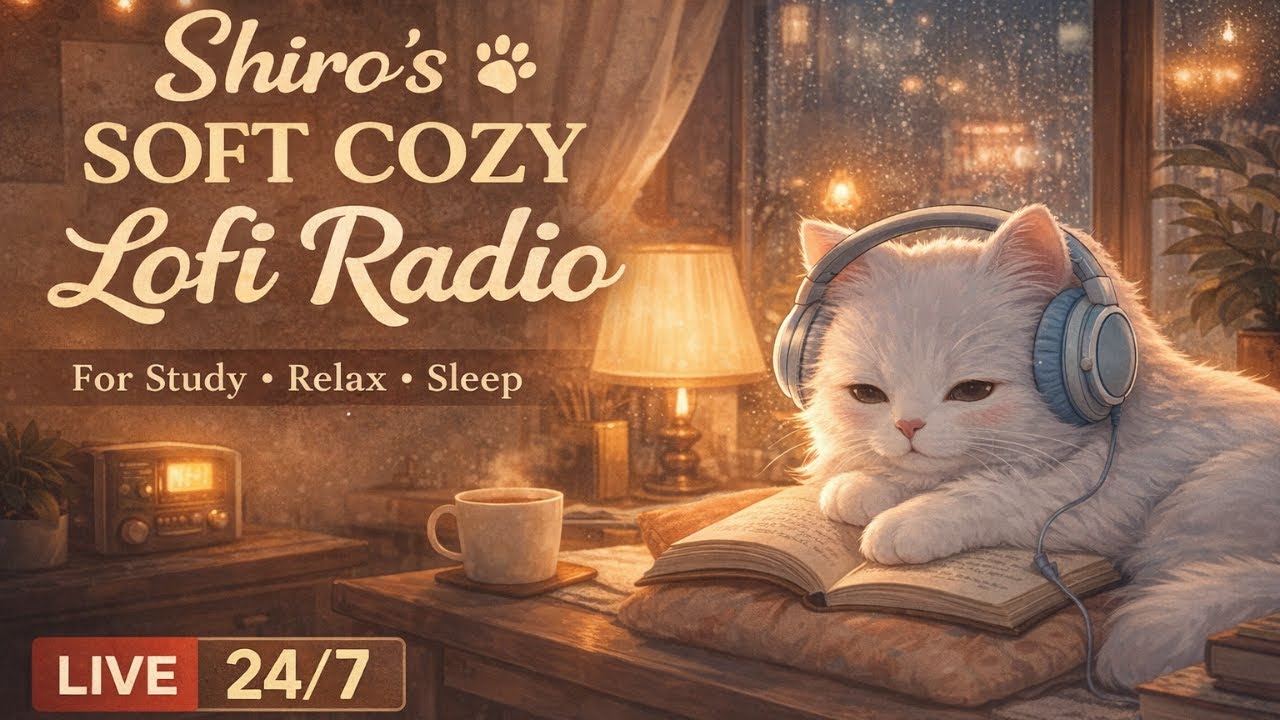 🐱 Soft Cozy Lofi Live | Study • Relax • Sleep with Shiro 💙