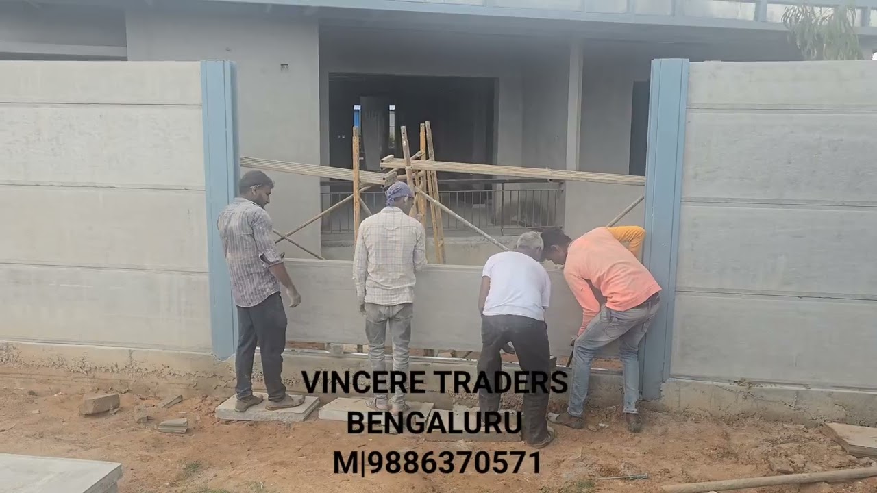 COMPOUND WALL CONSTRUCTION |BIRLA AEROCON WALL PANEL | 75MM THICK | BENGALURU.