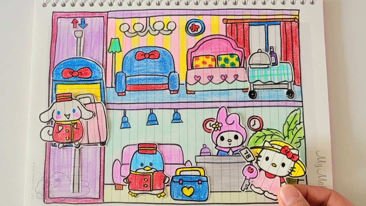🎀paperdiy🎀 Hotel Sanrio 산리오 호텔 종이놀이