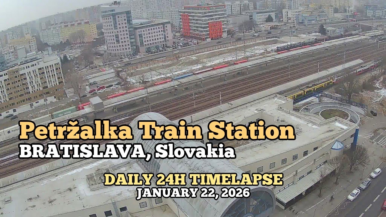 Petržalka Train Station - Daily Timelapse: January 22, 2026 [Bratislava, Slovakia]