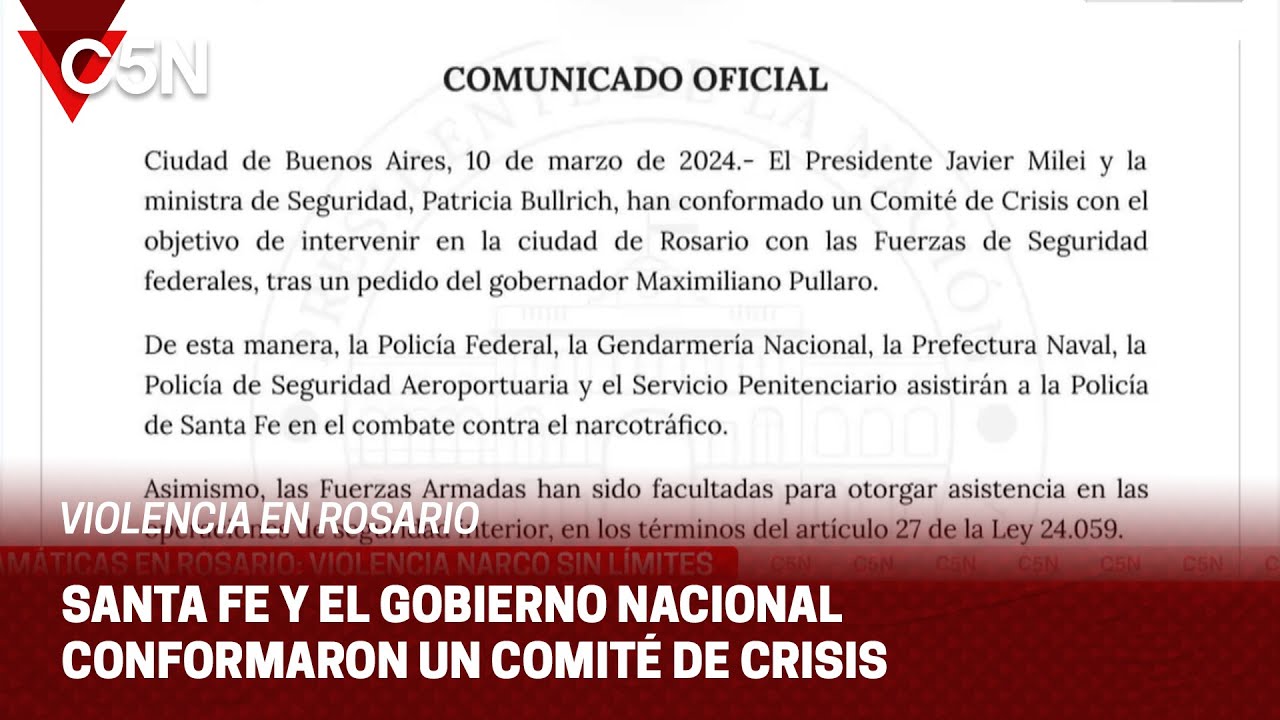 El COMUNICADO del GOBIERNO NACIONAL tras los CUATRO ASESINATOS en ROSARIO