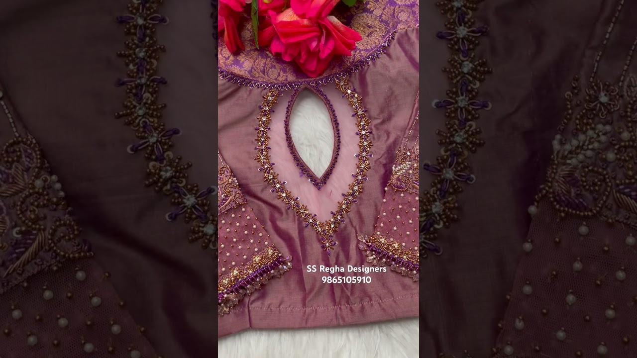 💓Unique aari work blouse with net 💖📞9865105910😻 