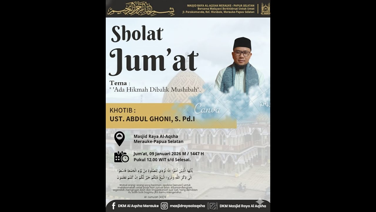 Sholat Jumat @Masjid Raya Al-Aqsha Merauke Papua Selatan - 09 Januari 2026
