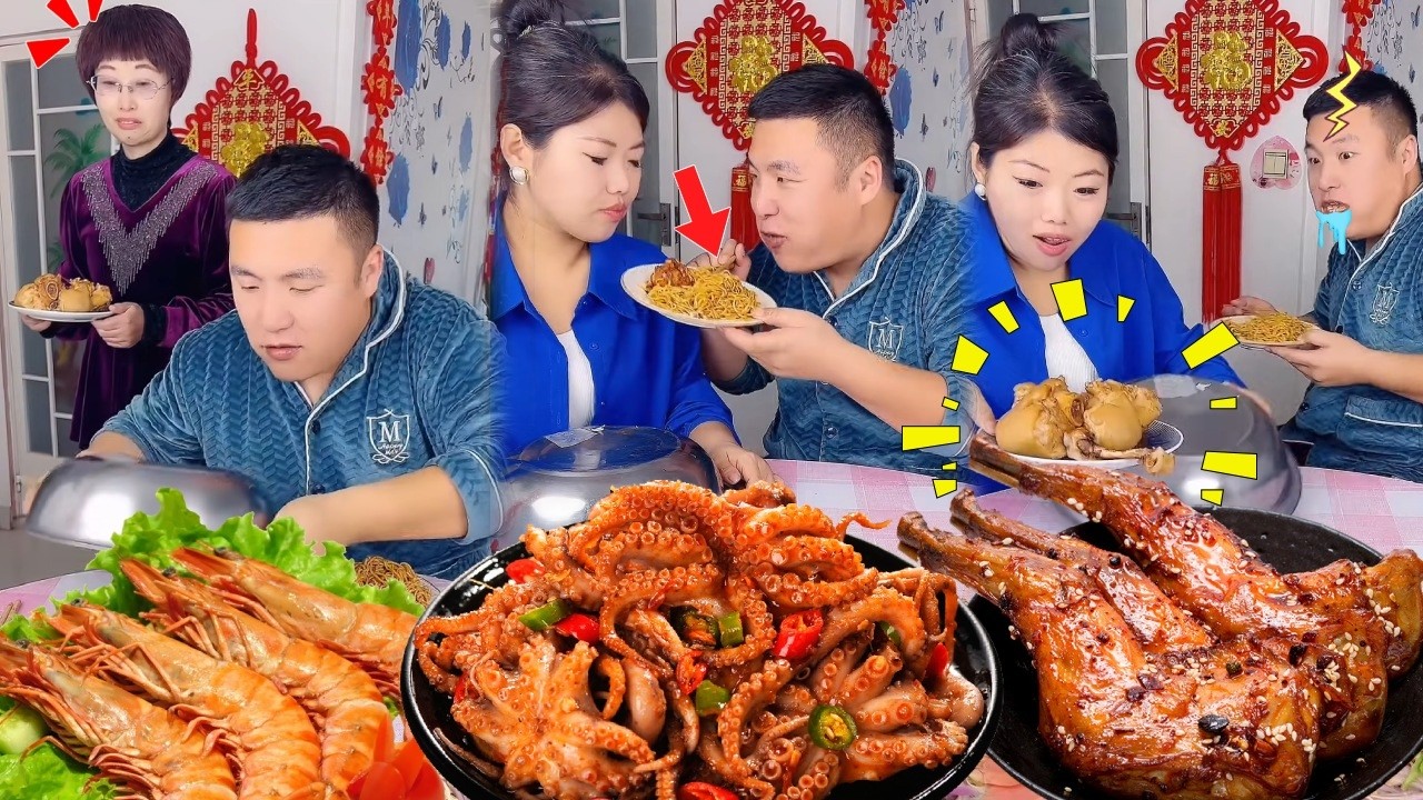 蠢老公薅走鸡腿肉拿鸡腿骨头迷惑我？不料早被老妈看在眼里偷偷为我准备了大餐，最后老公看到凭空出现的大肘子人都晕乎乎傻眼了