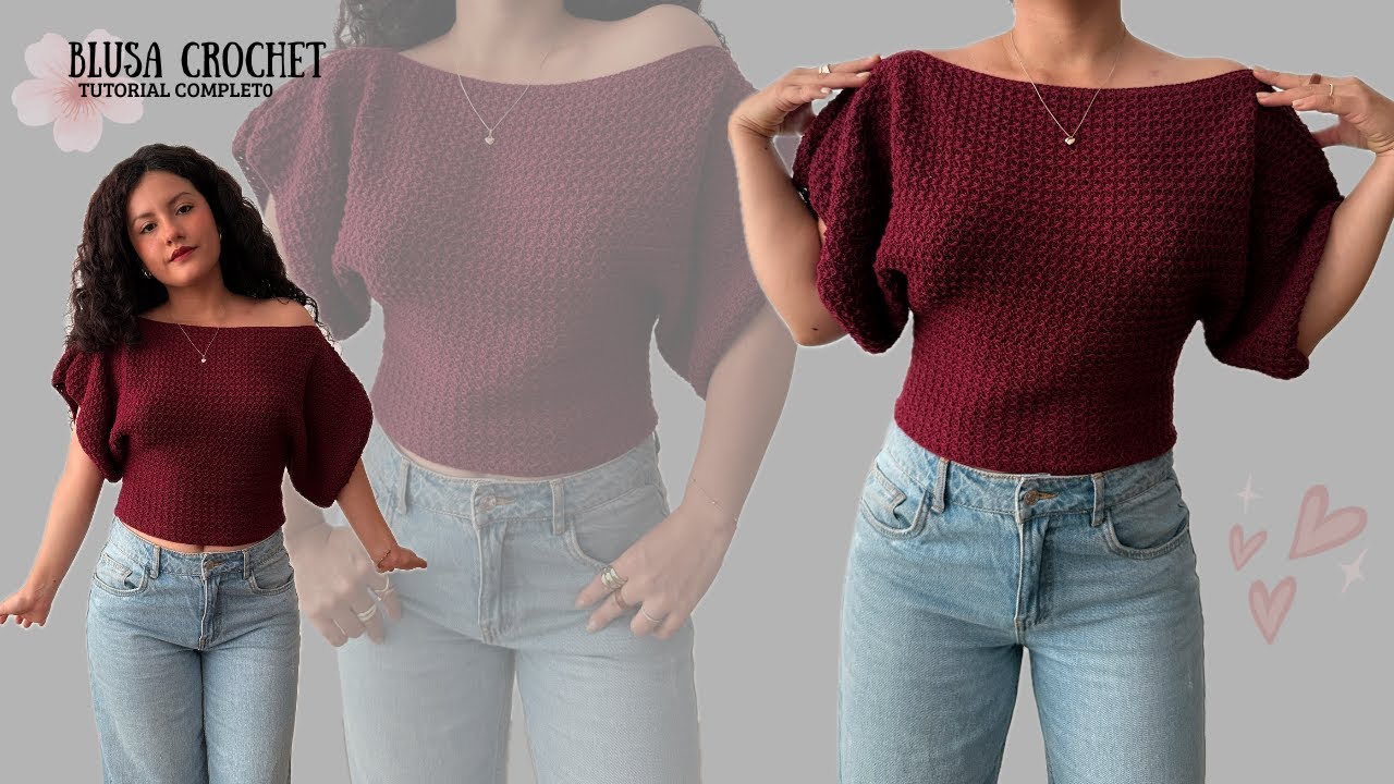 BLUSA CROCHET TENDENCIA CON CAÍDA - TUTORIAL COMPLETO Y FÁCIL