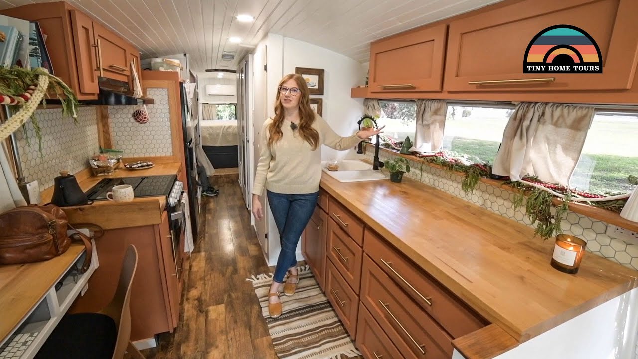 Family Of 4 & Their Beautiful Off Grid DIY School Bus Tiny House
