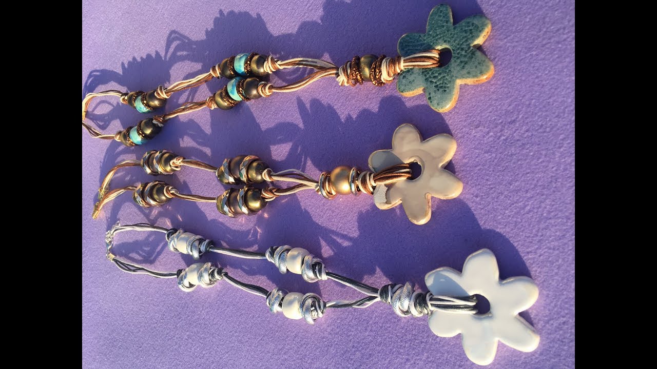 Tutorial bijoux collana cordino cerato e ceramica
