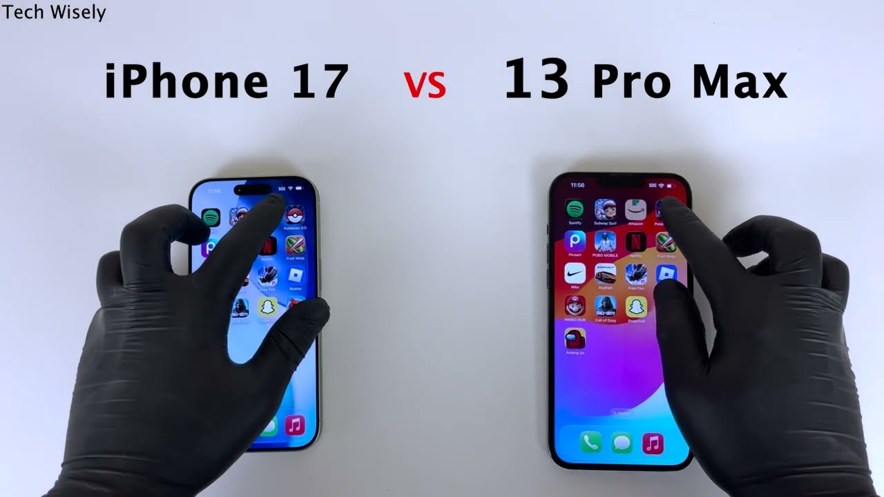 Сравнение скорости iPhone 17 и 13 Pro Max.
