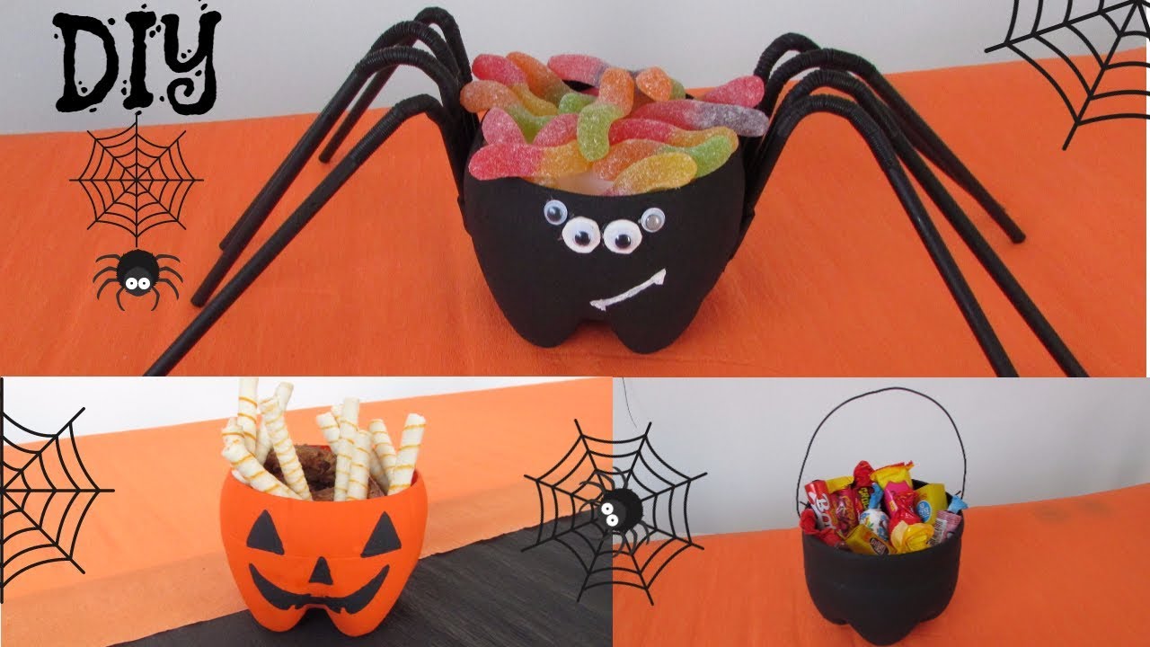 DIY Decoração Halloween |  3 ideias feitas com garrafas pet #1