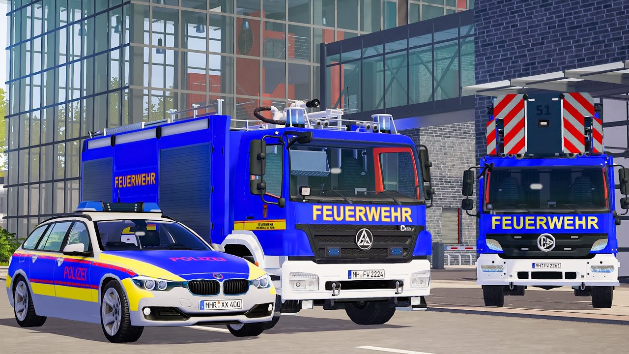 Blue Emergency Call 112 - Wiesbaden Fire Brigade Truck, Firefighter on Duty! 4K