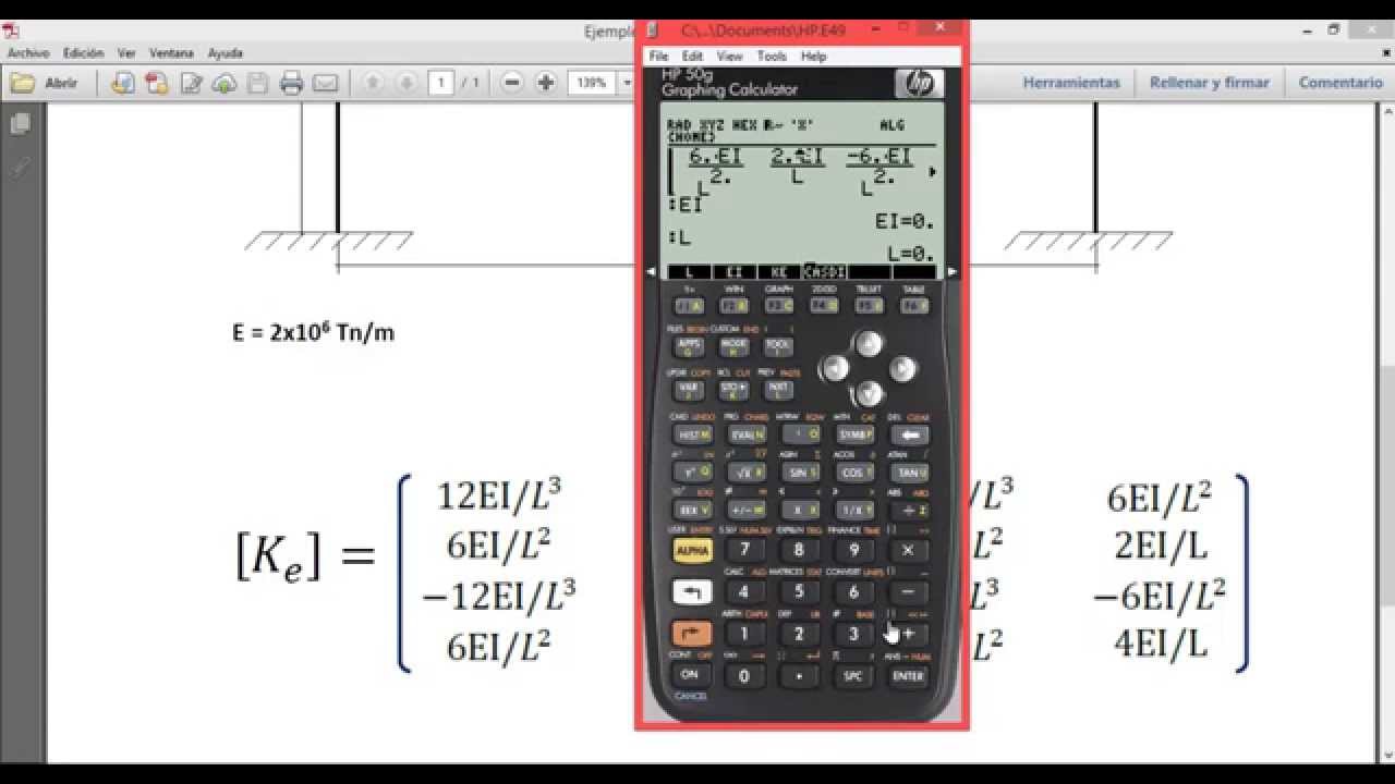 Matrices con variables - HP 50G