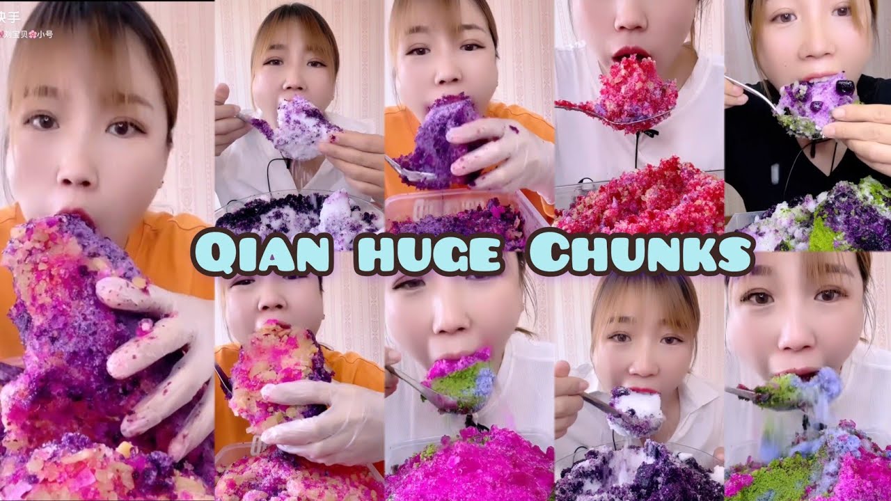 QIAN💞HUGE CHUNKS & BIG SPOON BITES ASMR♦️🧊| ICE EATING MUKBANG ONLY BITES ❄️🌟