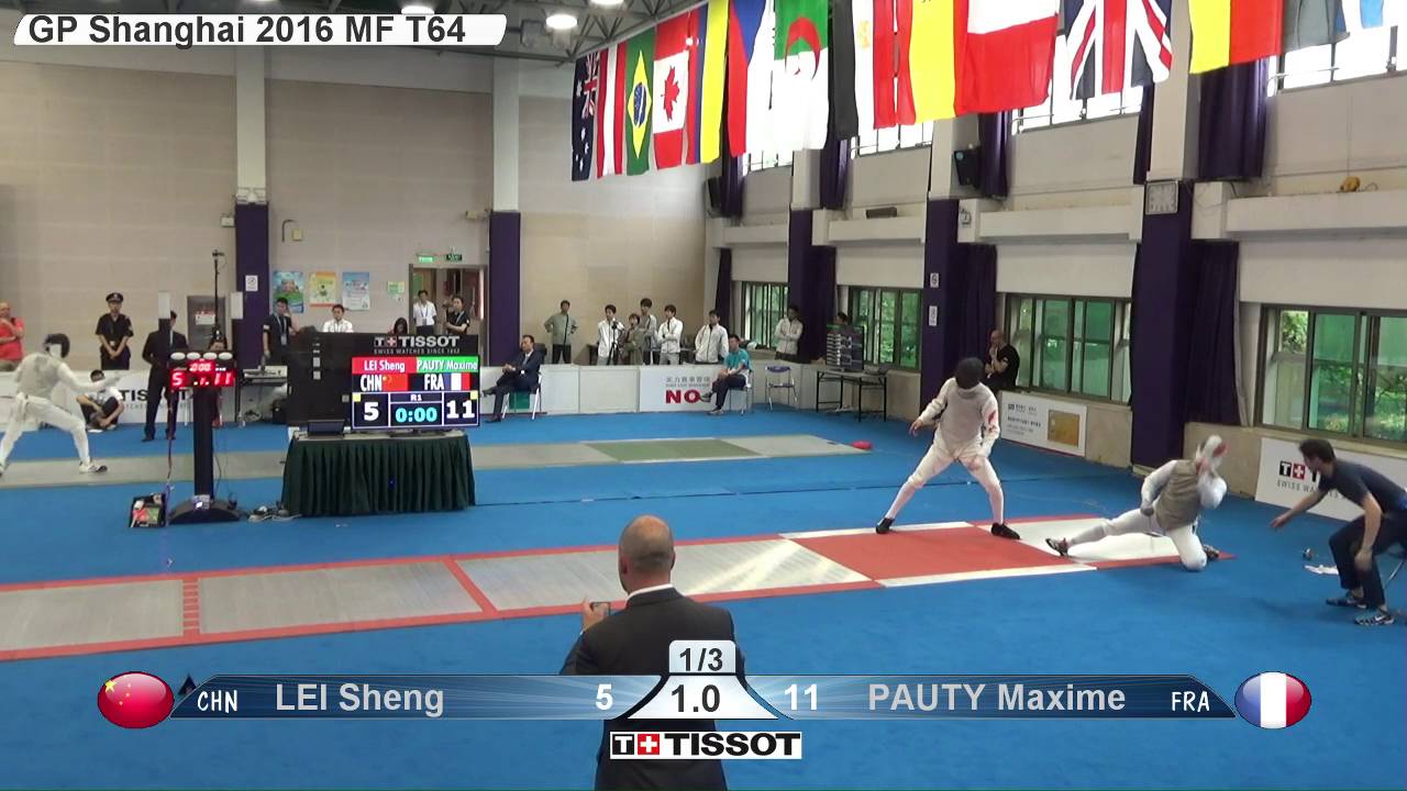 FE M F Individual Shanghai CHN GP 2016 T64 03 red LEI CHN vs PAUTY FRA