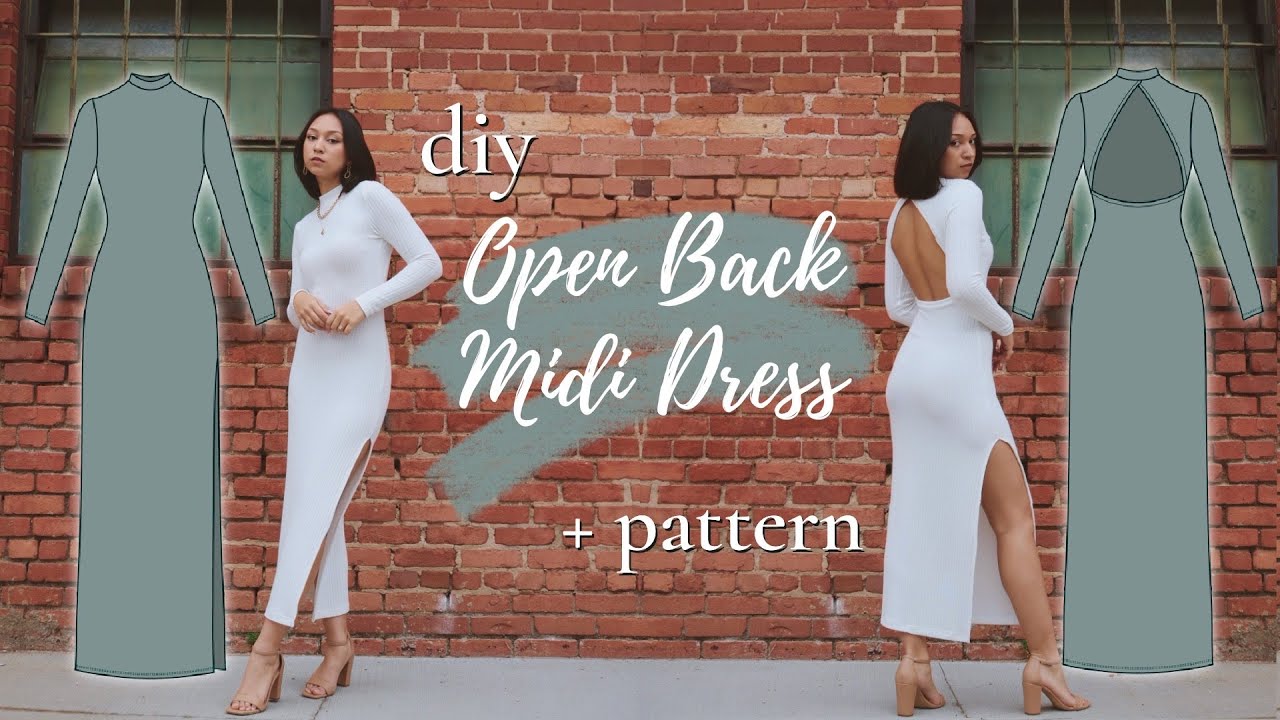 DIY Open Back Midi Dress with Slit + PATTERN!!!  Easy Beginner Sewing Tutorial
