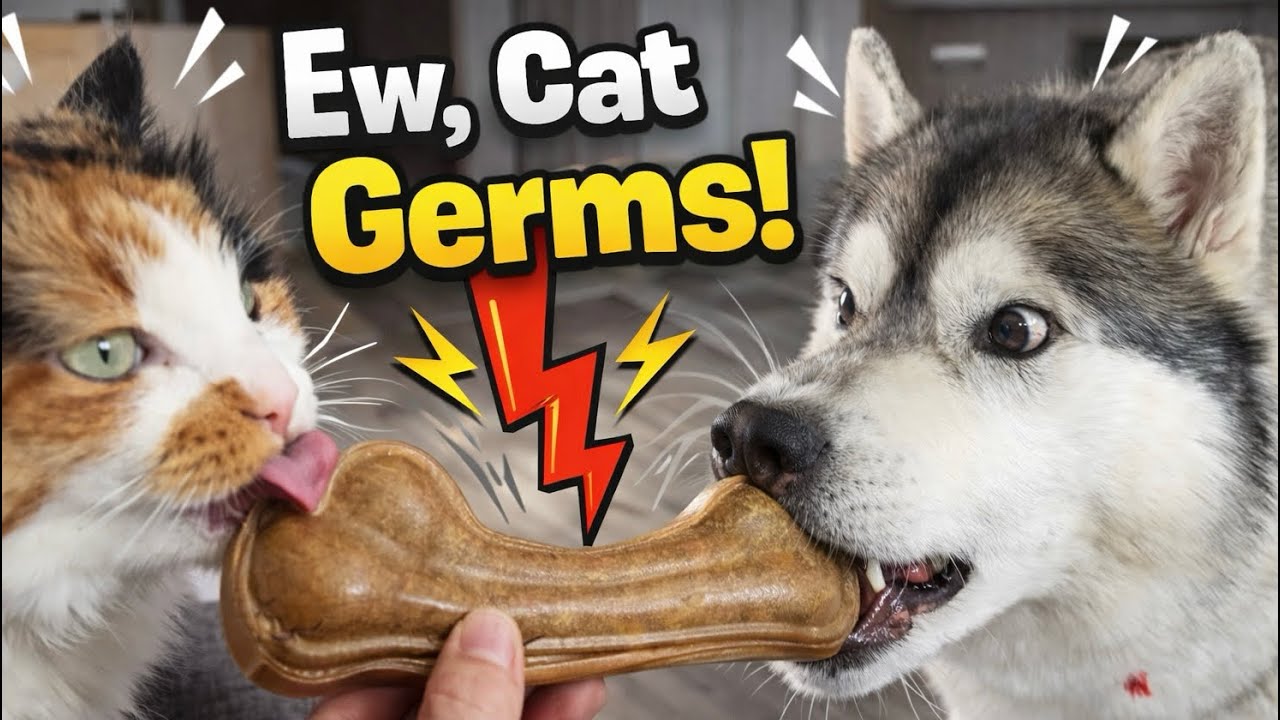 My HUSKY is Too Proud to Eat After the CAT! 😤😂