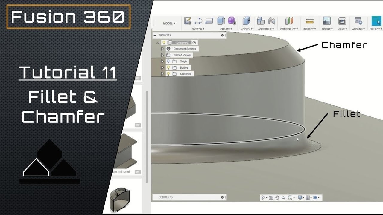 Fillet and Chamfer | Fusion 360 Tutorial 11