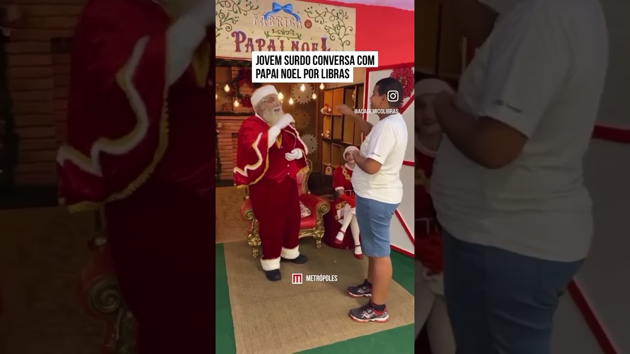 Jovem surdo conversa com Papai Noel em Libras e emociona a web 🥰🥰🥰 #libras #surdos #librasbrasil