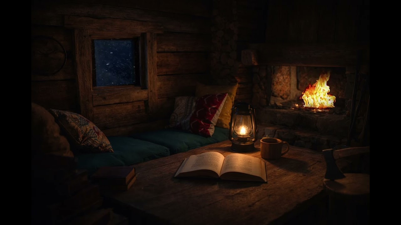 Cozy Small Cabin Ambience | 6-Hour Snowstorm & Fireplace Sounds for Deep Sleep