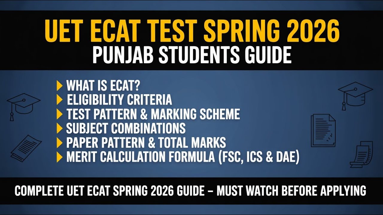 UET ECAT Spring 2026 Complete Guide | Eligibility, Test Pattern, Subjects & Merit Formula