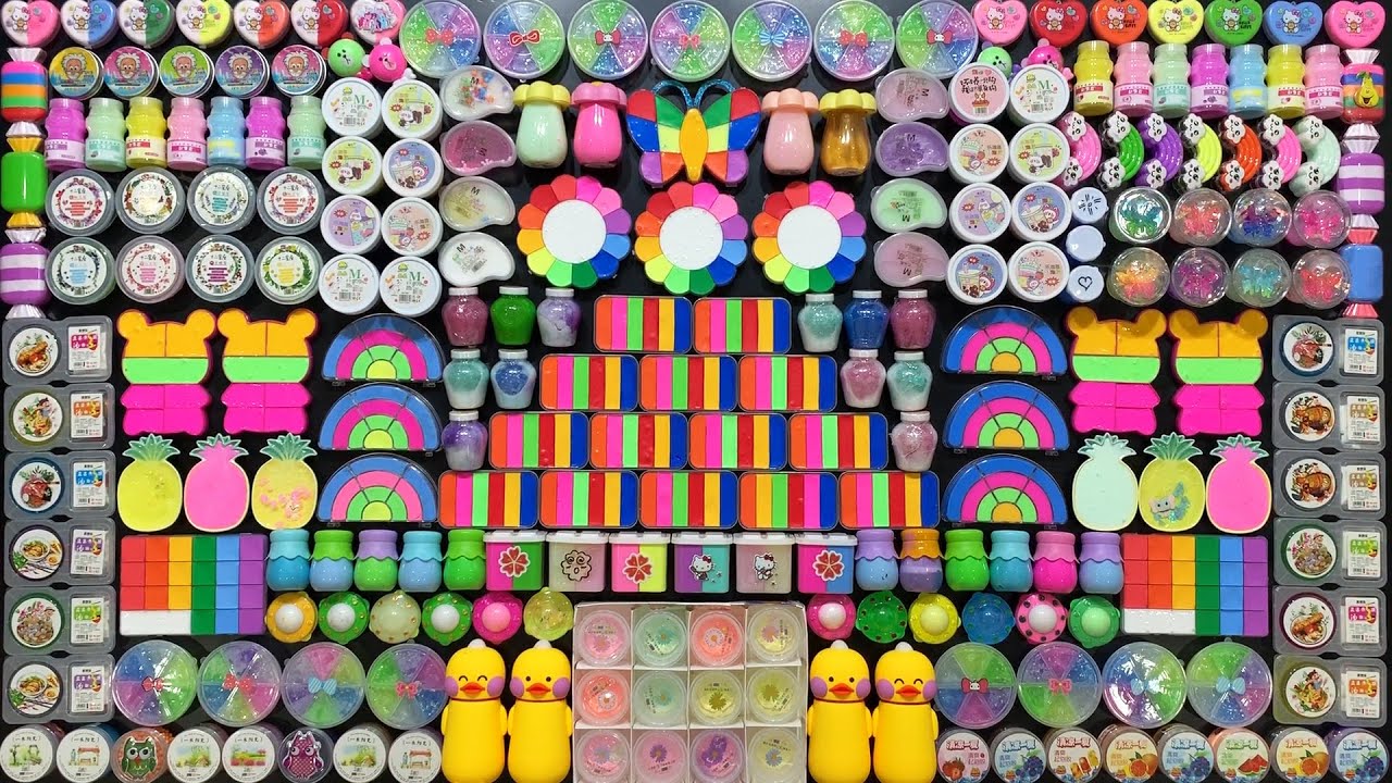 Mixing All My Store Bought Slime & PUTTY Slime Today with Rainbow Clay ! Satisfying Slime #1393