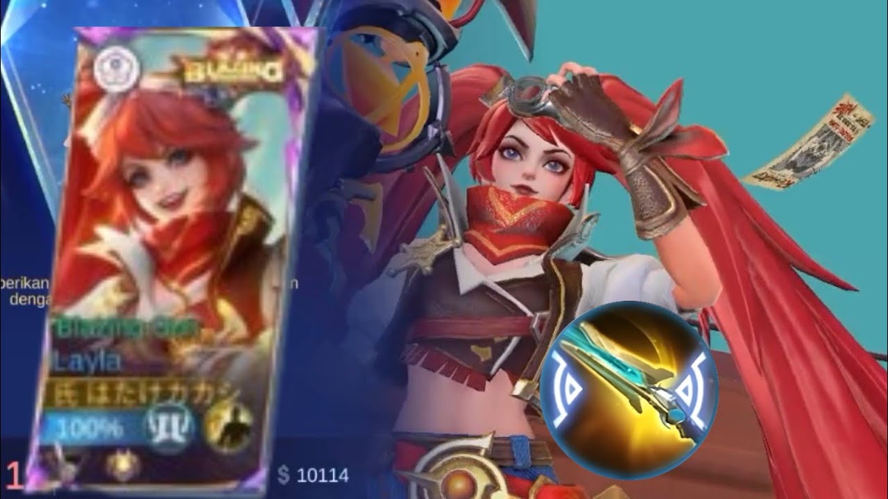Build Layla terbaru 2026 + pake skin layla blazing gun auto win - mobile legends 