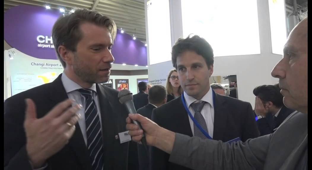 Joachim von Winning and Felix Kreuter explaining enhancements of FRA's Cargo City South 2