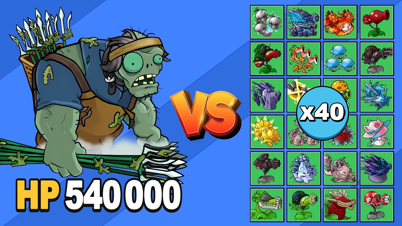 ZOMBISTEIN TRIDENTE (540K HP) vs TODAS LAS PLANTAS X40 | PvZ Fusion