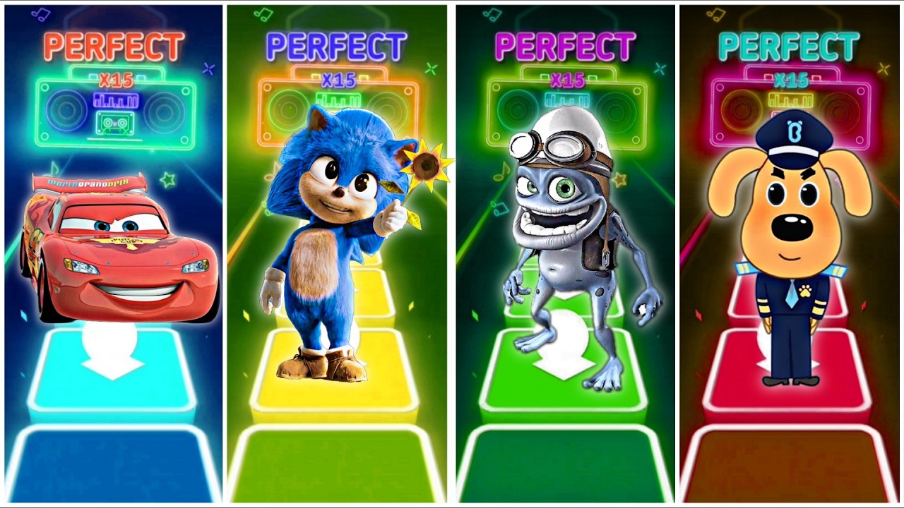McQueen 🆚 Sonic 🆚 Crazy frog 🆚 Sheriff Labrador in Tiles Hop EDM Rush🎶