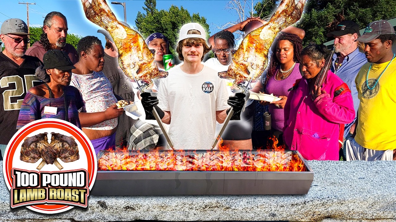 Making A 100 Pound Lamb Spit Roast For The Homeless!
