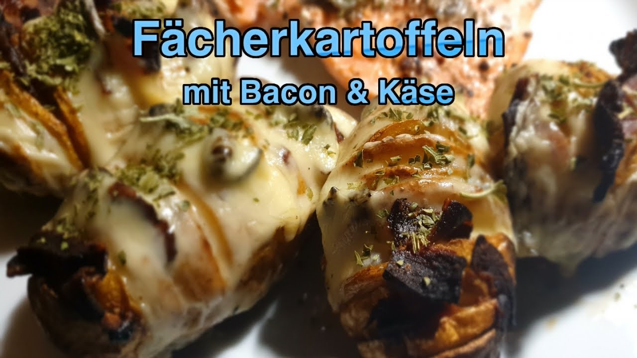 Fächerkartoffel mit Bacon und Käse - als Beilage oder Snack