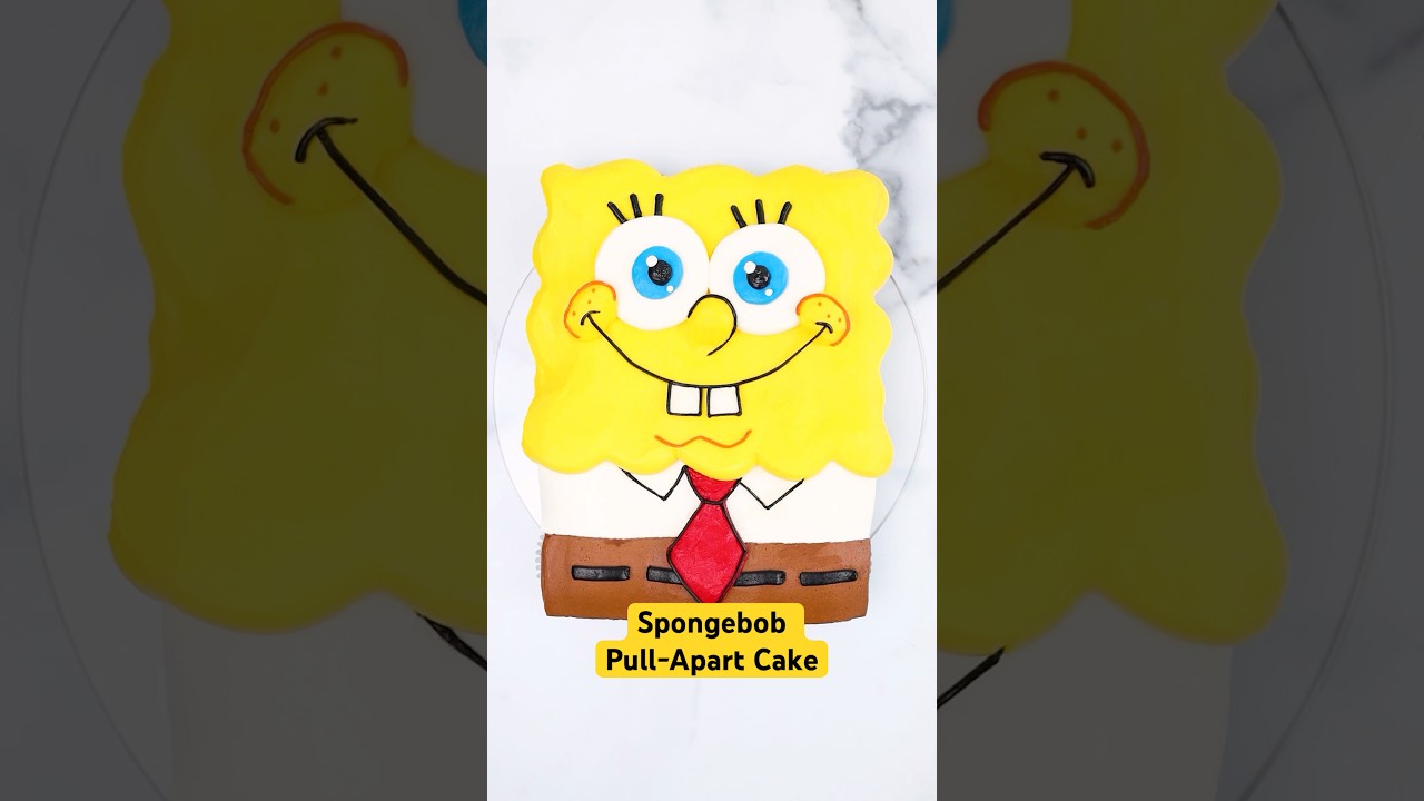 Spongebob pull-apart cake!🧽🧽💛 #spongebob #spongebobcake #pullapartcake #cakedecorating