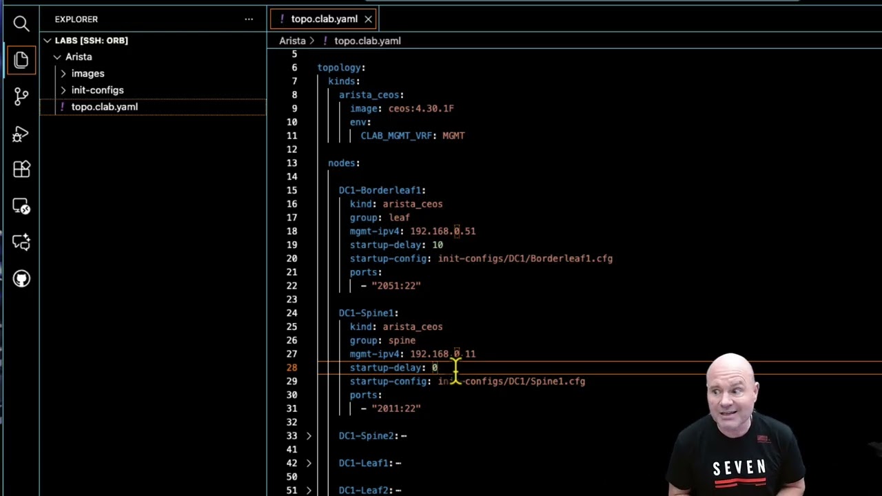 Understand the ContainerLab Topology File for Arista Labs