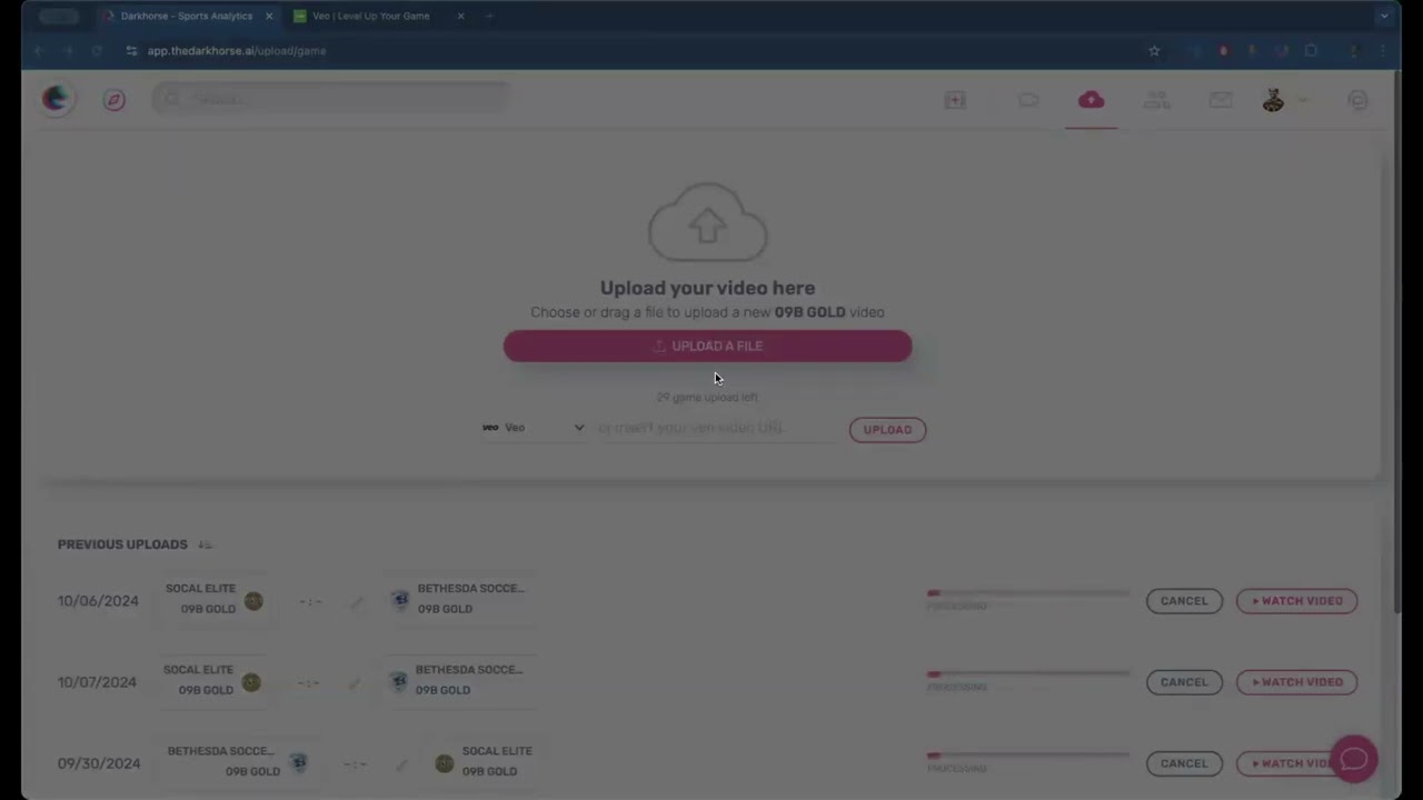 How to upload a game video via file upload on Darkhorse
