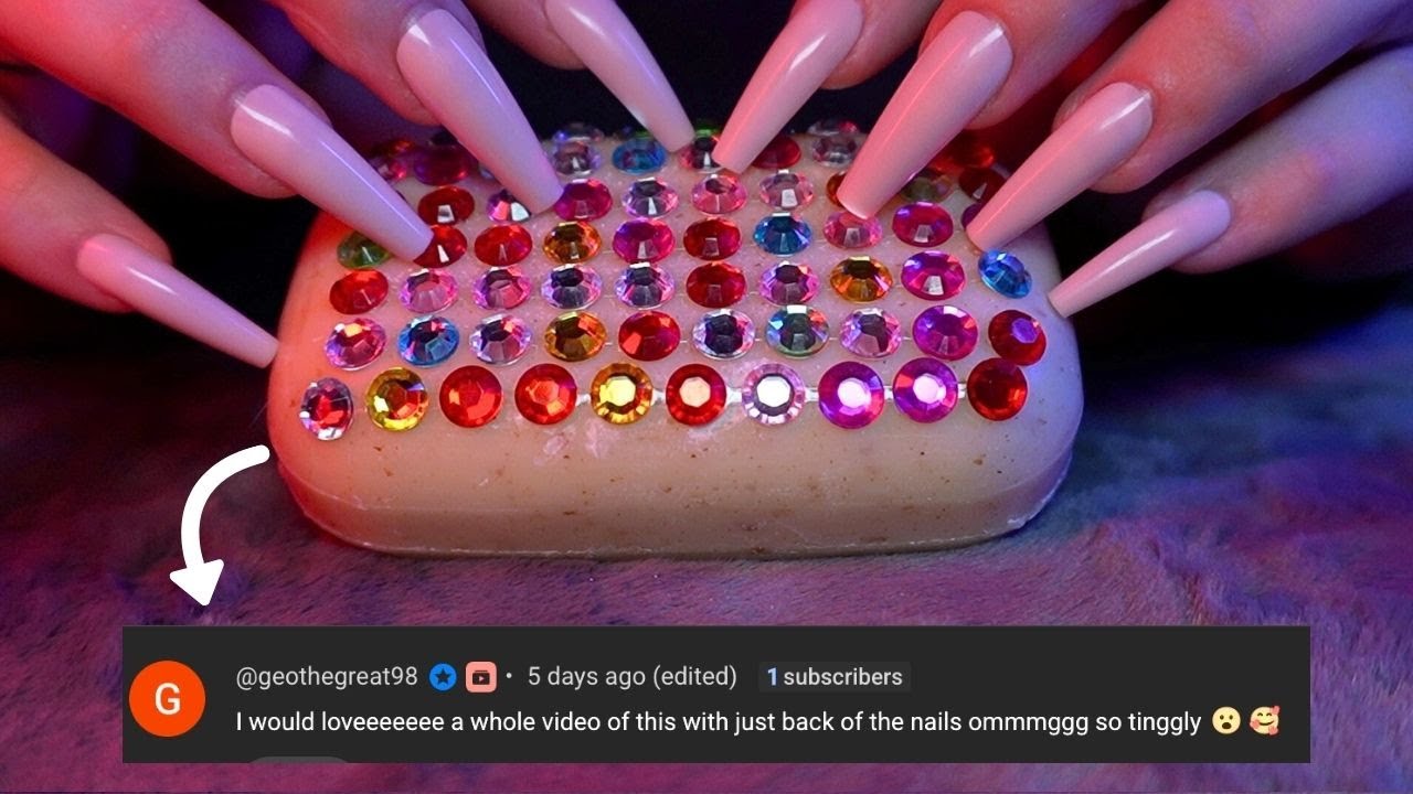 ASMR Scratching Back of Nails on Rhinestoned SOAP (No Talking)