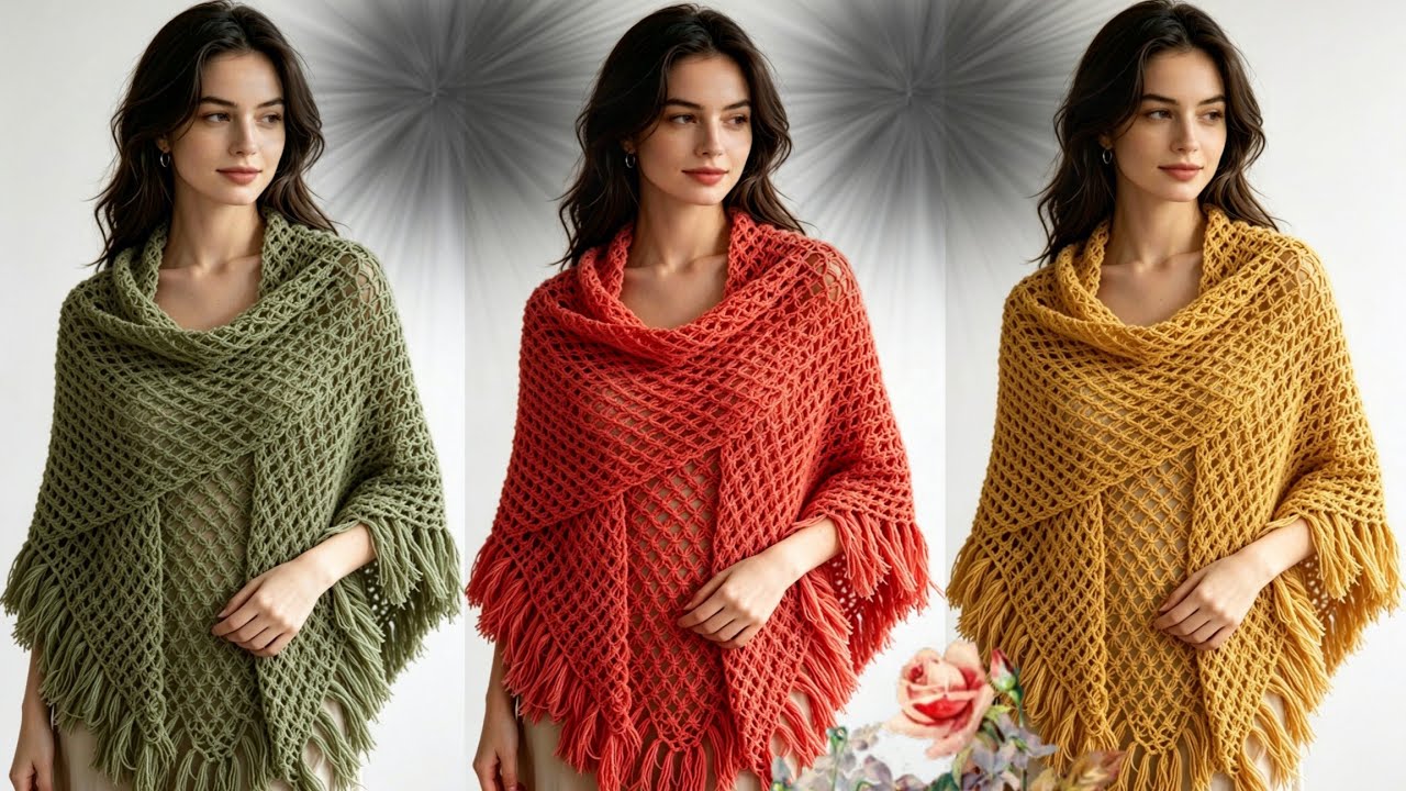 Chal tejido a CROCHET punto nudo de salomón o espuma de mar GRATIS 🥰